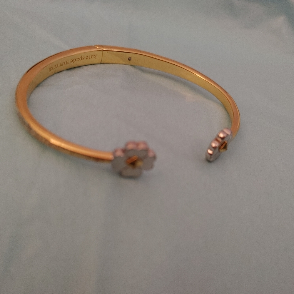 Kate Spade Gold and Silver KS Floral Open Clasp Bracelet - Picture 2 of 6